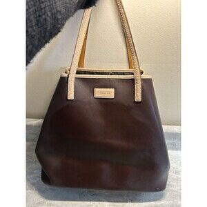 Coach Park Metro F24341 Dark Brown Leather Large Tote Shoulder Bag Tan Trim